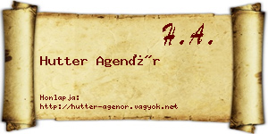 Hutter Agenór névjegykártya